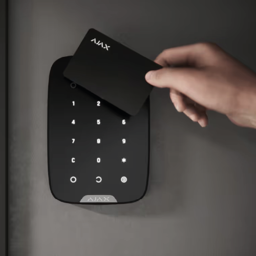 AJAX KeyPad Plus (Jeweller) – Wireless Touch Keypad with Contactless Card & Tag Reader (Black, 9NA)