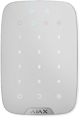 AJAX KEYPAD PLUS WIRELESS TOUCH KEYPAD COMPATIBLE WITH ENCRYPTED CARDS AND KEY FOBS WHITE