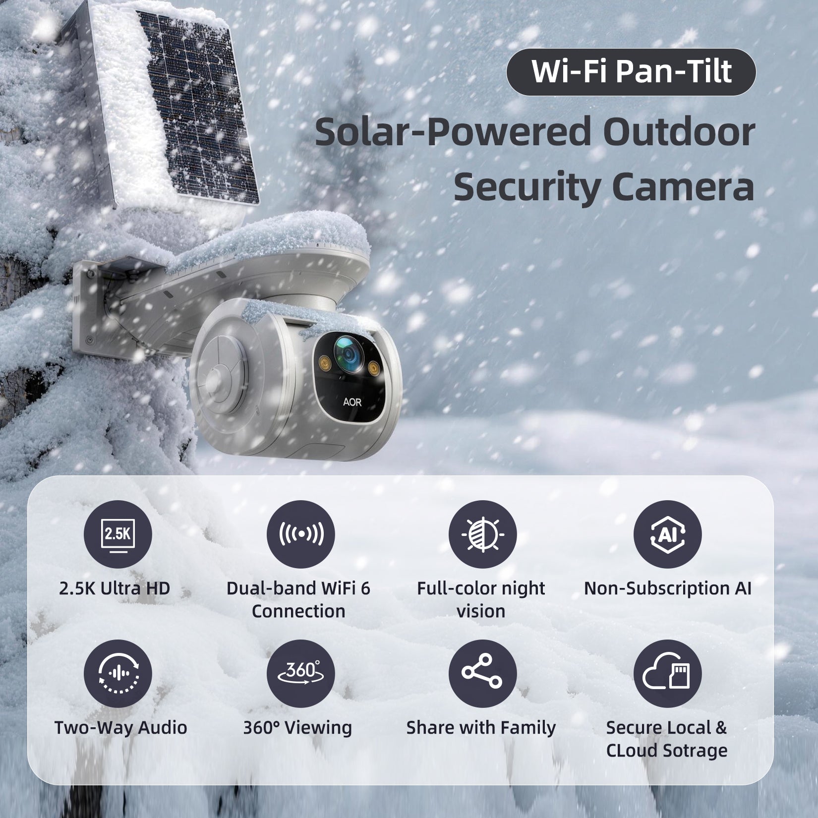 WIFI SOLAR PT2WU 4MP 2.5K WiFi 6 Solar Pan-Tilt Security Camera CINMOORE