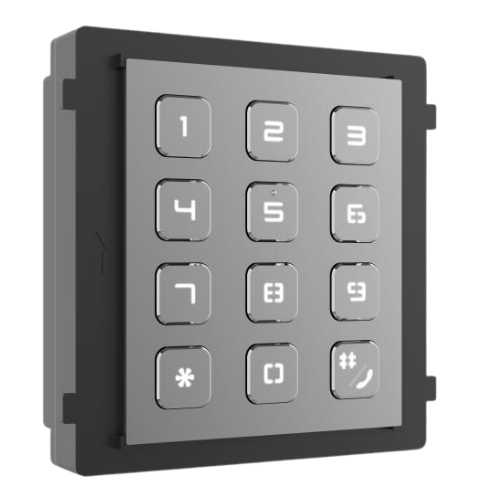 DS-KD-KP – Modular Intercom Keypad Sub-Module (Backlit 12-Key Numeric Keypad, PIN Code Door Unlock, Room Calling, IP65, IK07)