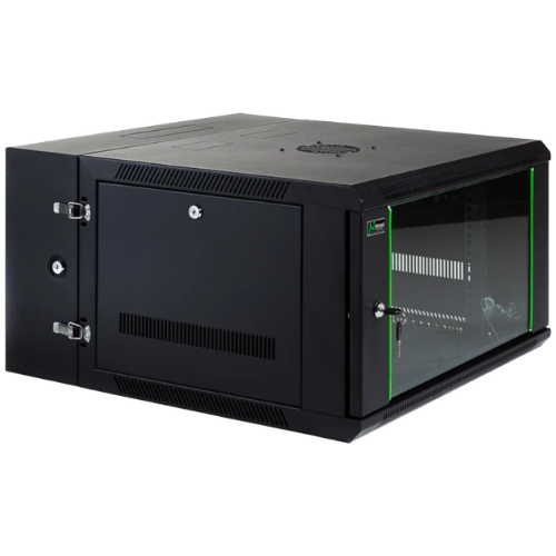 Nitrotel 6U Double Section Wall Mount Equipment Cabinet 600×600mm (Hinged Rear Section, Removable Side Panels, Tempered Glass Door)