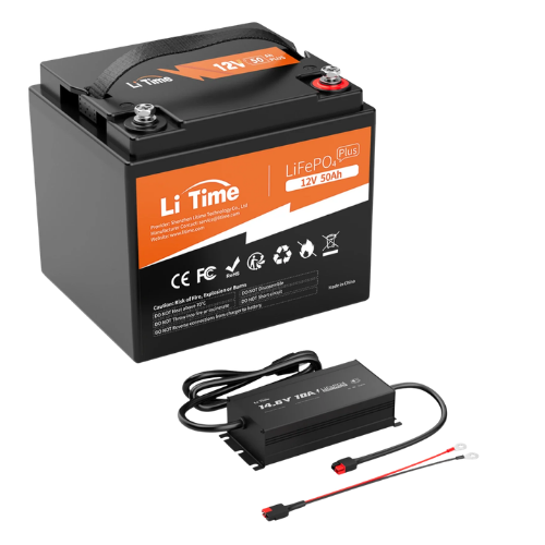 12V 50Ah Deep Cycle LiFePO4 Lithium Iron Phosphate Battery (Integrated BMS, 4000+ Cycles, M8 Terminals, IP65)