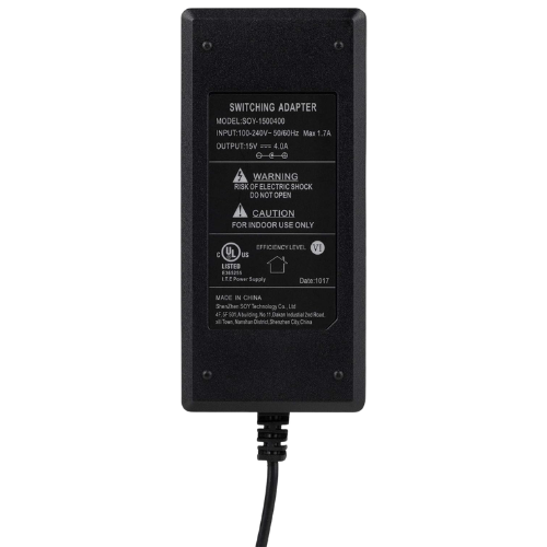 POWER ADAPTER WHITE 15V 4A WITH FIXED US 40 8.90 N/C PLUG - CABLE L:3M NO CONNECTOR