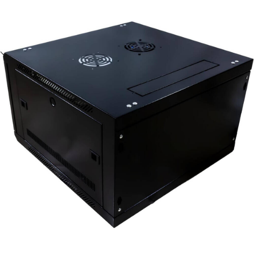 Nitrotel 6U Single-Section Wall-Mount Cabinet 530×450mm (Removable Side Panels, Glass Door, Black)