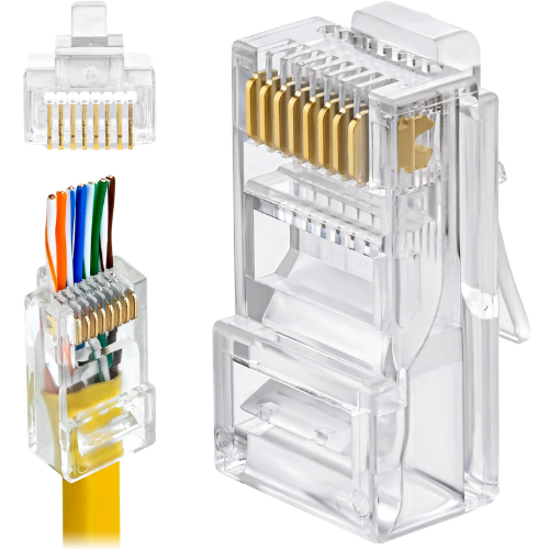 RJ45-100M-1U Cat5e Unshielded RJ45 Modular Connectors (100-Pack Bag)