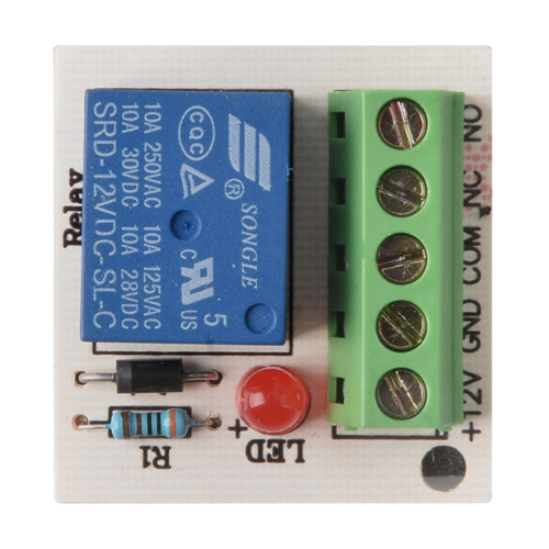 External Relay Control Module for Access Control & CCTV Integration (Form-C Relay Output, 12V DC, Dry Contact Expansion)