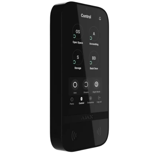 Ajax KeyPad TouchScreen (Jeweller) – Wireless Touchscreen Keypad with RFID, Bluetooth & Multi-Group Management (Black, 9NA)