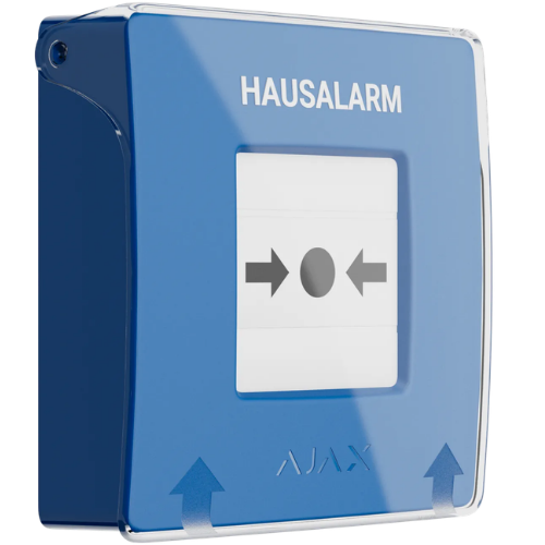 Ajax ManualCallPoint (Blue) Jeweller – Wireless Addressable Resettable Emergency Button with Transparent Protective Lid (9NA)
