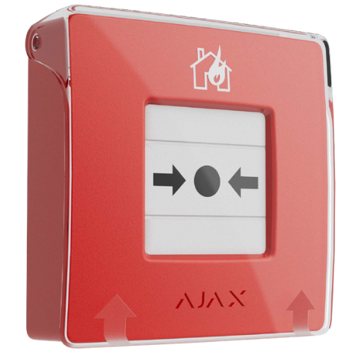 AJAX ManualCallPoint (Red) Jeweller – Wireless Addressable Resettable Fire Alarm Push Button with Transparent Protective Lid (EU/Global)