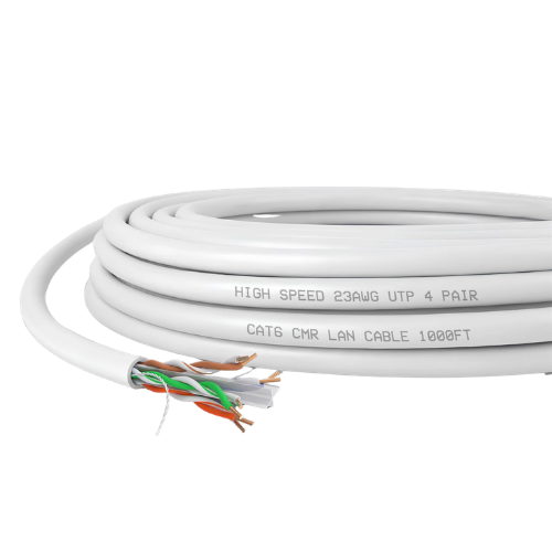 1000FT Category 6 UTP Unshielded Network Cable (23 AWG Solid CCA, White PVC Jacket)