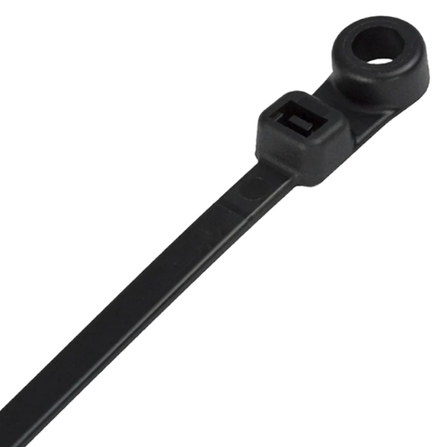 NYLON4X200-100BLACK Screw Mount Nylon Cable Ties (4.0 x 200 mm 100 Pack, Black)