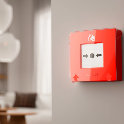 AJAX ManualCallPoint (Red) Jeweller – Wireless Addressable Resettable Fire Alarm Push Button with Transparent Protective Lid (EU/Global)