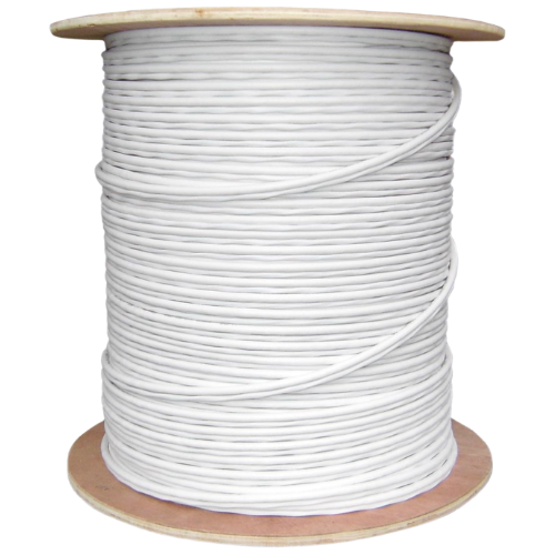 Siamese Coaxial Cable RG59U 95% Braid with 18/2 Power Pair (500FT Wooden Spool, 20 AWG CCA Video, 18 AWG CCA Power, Commercial White PVC)