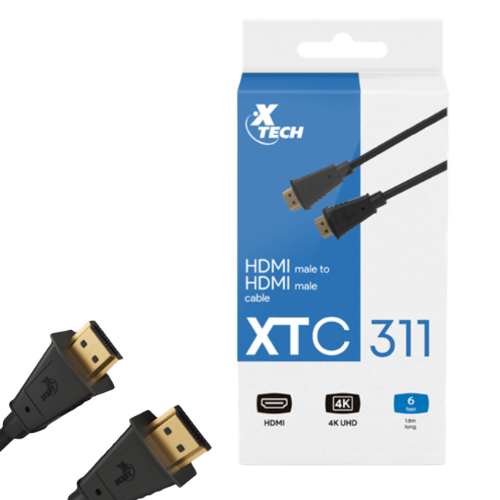 Xtech High-Speed HDMI Digital Audio/Video Cable 6ft / 1.8m (Male to Male, 4K UHD, Gold-Plated)