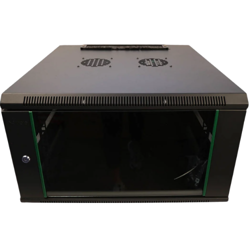 Nitrotel 6U Double Section Wall Mount Equipment Cabinet 600×600mm (Hinged Rear Section, Removable Side Panels, Tempered Glass Door)