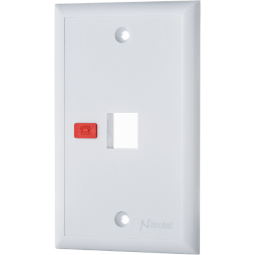 Nitrotel Single-Gang 120-Type 1-Port Flush Faceplate with Icons (Standard Keystone Compatible, White)