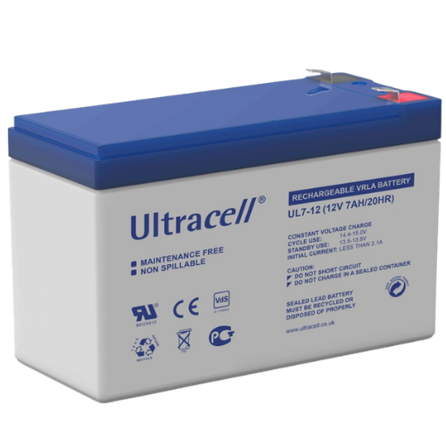 Ultracell UL7-12 (12V 7Ah) – Rechargeable VRLA / AGM Sealed Lead Acid Backup Battery