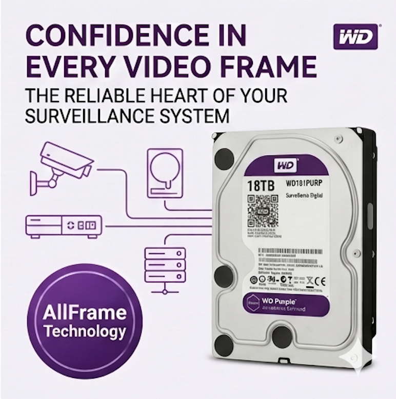 Western Digital WD 18TB Purple Pro Surveillance HDD 3.5