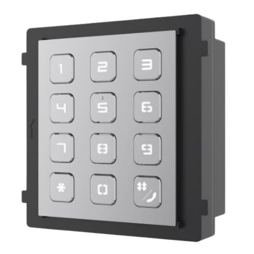 DS-KD-KP – Modular Intercom Keypad Sub-Module (Backlit 12-Key Numeric Keypad, PIN Code Door Unlock, Room Calling, IP65, IK07)