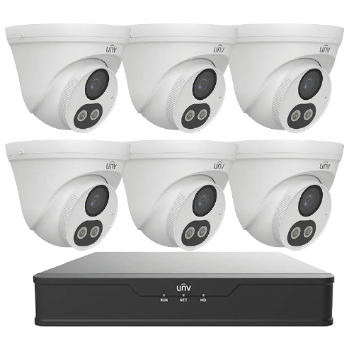 IP KIT 24/7 Color Turret IP Security Camera NVR301-08S3-P8 x 1 with 2TB x 1 with IPC3614LB-AF28K-DL x 6 NDAA