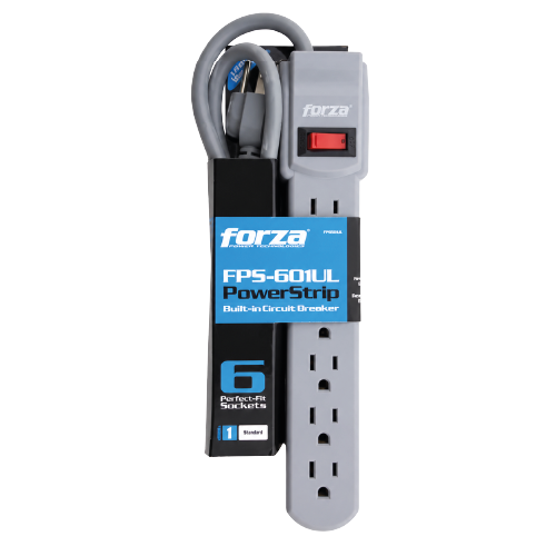 FSP-601UL – 6-Outlet Commercial Surge Protector Power Strip (1875W, 15A 110V/120V AC, Overload Circuit Breaker, Fire-Retardant Casing, Wall Mountable, Grey)