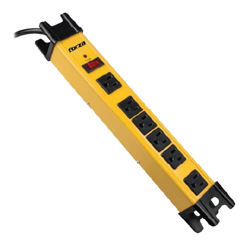 6-Outlet Heavy-Duty Workshop Surge Protector Power Strip (1875W / 15A 125V AC, Built-in Resettable Circuit Breaker, High-Visibility Impact-Resistant ABS Housing, 3ft / 91cm Cord, Yellow)