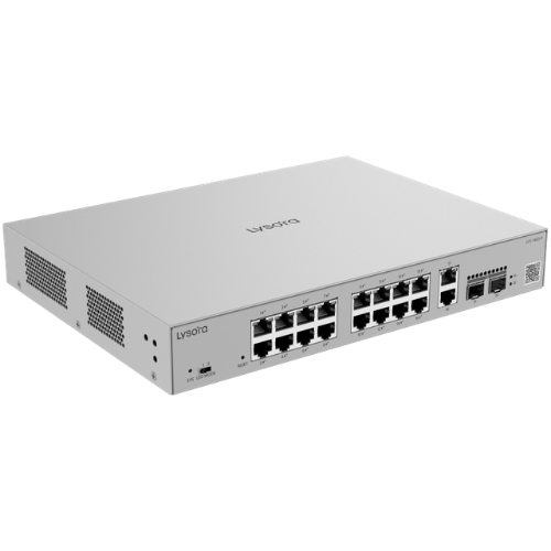 Lysora  20-Port Gigabit Smart Cloud-Managed PoE+ Switch (240W Budget, 1U Rackmount) - LCS-16GS-P