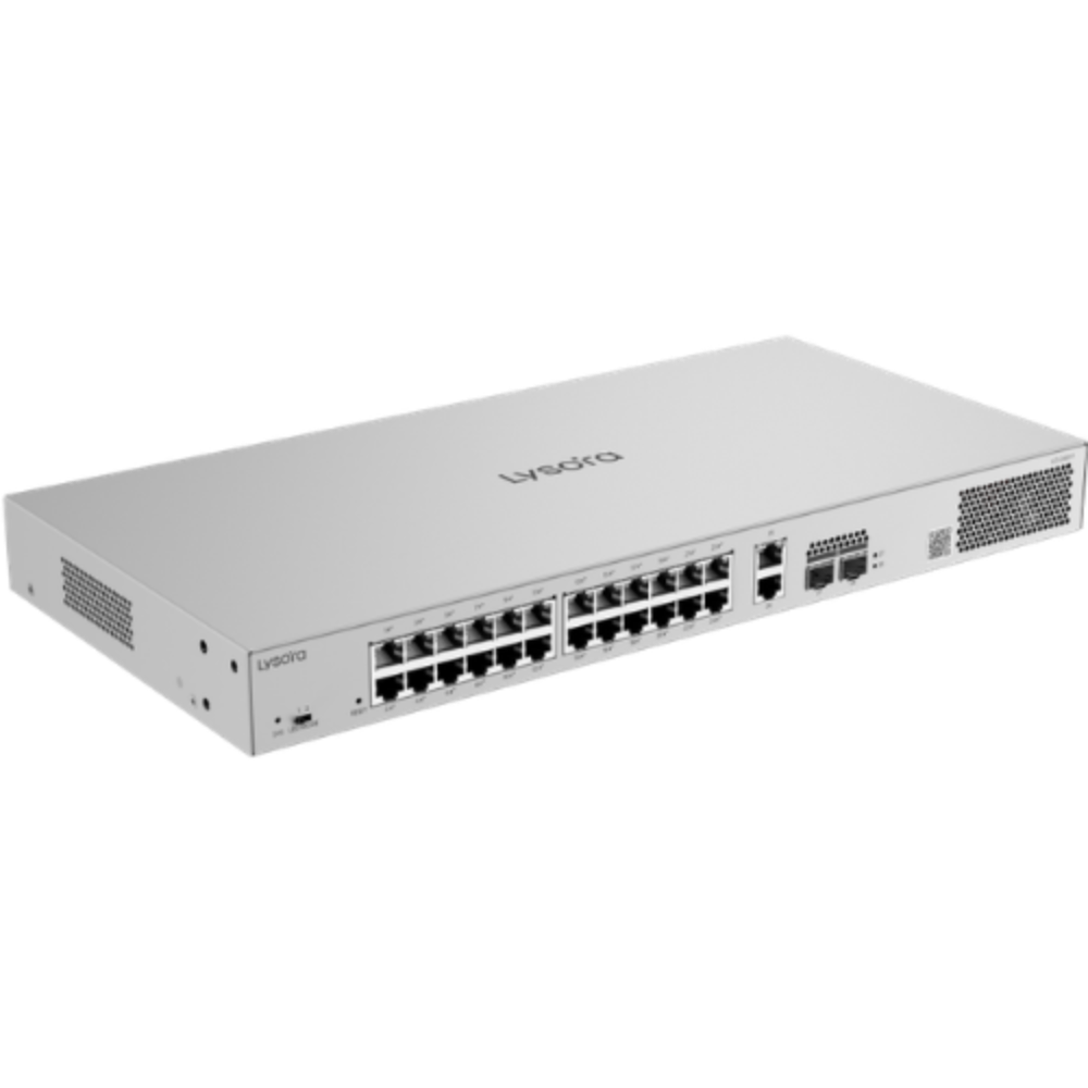Lysora 28-Port Gigabit Smart Cloud-Managed PoE+ Switch (370W Budget, 1U Rackmount)-LCS-24GS-P