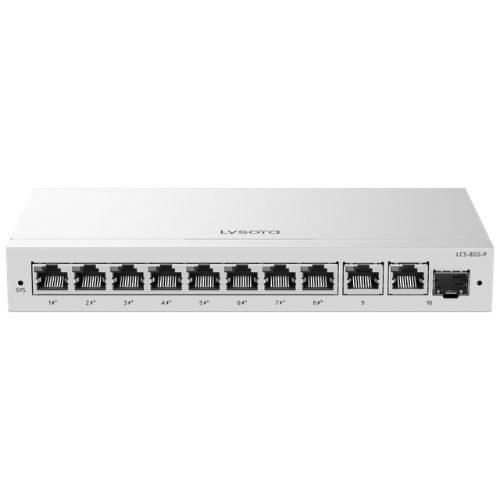 Lysora LCS-8GS-P – 10-Port Gigabit Smart Cloud-Managed PoE+ Switch (120W Budget, Combo Uplink)
