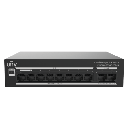 8 Port PoE Switch Cloud Managed PoE Extended PoE range Surveillance Mode