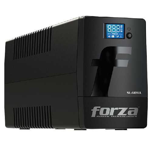Forza Smart Interactive UPS 600VA / 360W 120V (Boost & Buck AVR, 8 NEMA 5-15R Outlets, Coaxial/Data Line Protection, LCD Display, USB Monitoring Port, UL Certified, Black)