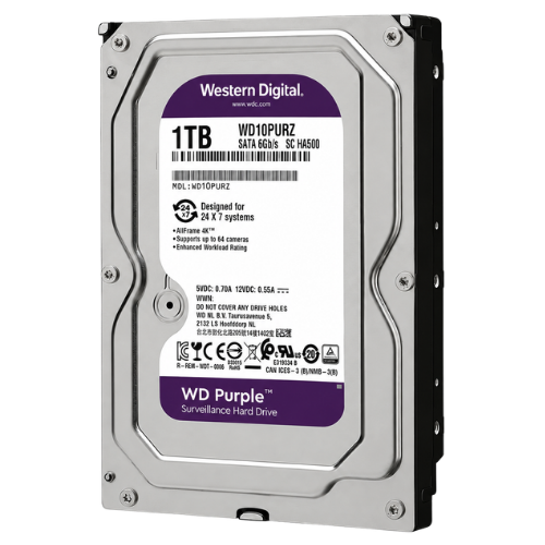 WD Purple 1TB Surveillance Hard Drive (5400 RPM, 64MB Cache, Up to 64 HD Cameras)