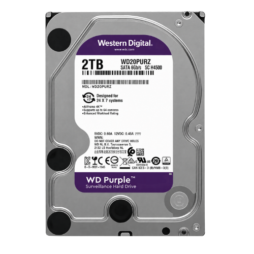 WD Purple 2TB Surveillance Hard Drive (5400 RPM, 64MB Cache, Up to 64 HD Cameras)