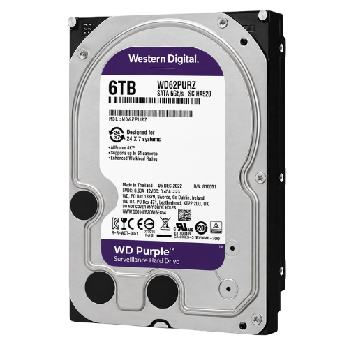 WD Purple 6TB Surveillance Hard Drive (5400 RPM, 128MB Cache, Up to 64 HD Cameras)