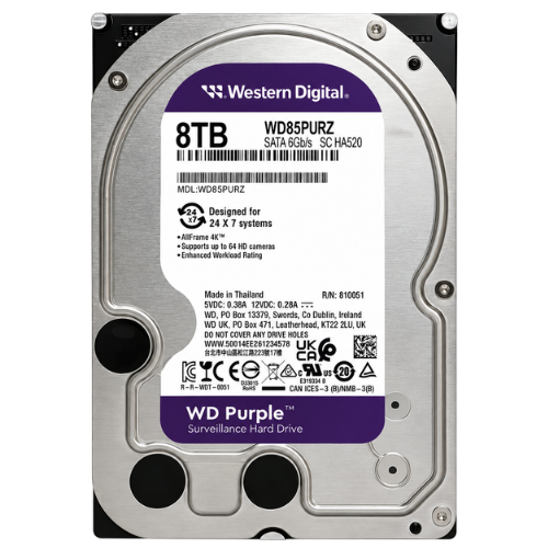 WD Purple Pro 8TB Surveillance Hard Drive (7200 RPM, 256MB Cache, AI Analytics)