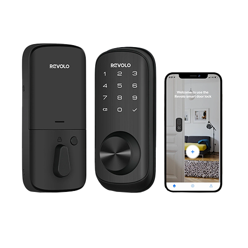 WIFI SMART LOCK DEADBOLT KEYPAD, APP, MECHANICAL KEY BLACK