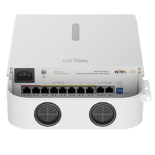Wi-Tek WI-PCES210G-O Outdoor 8-Port Fast Ethernet Solar/Battery PoE Switch with Dual Gigabit Uplinks (102.4W Budget / IP65)