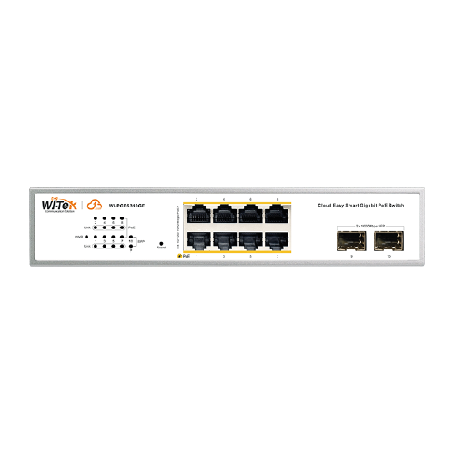Wi-Tek WI-PCES310GFV2 10-Port All-Gigabit Solar/Battery Cloud Managed PoE Switch with 2 SFP Slots (120W Budget)