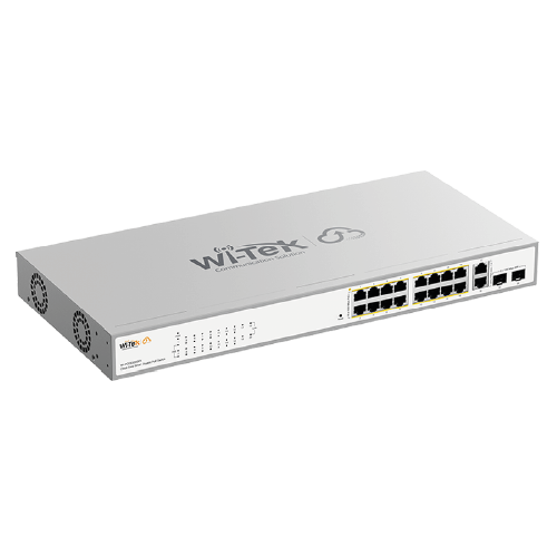 Wi-Tek WI-PCES320GFH 20-Port All-Gigabit Solar/DC Cloud Easy Smart PoE Switch (16x PoE+ / 2x RJ45 Uplinks / 2x SFP Slots)