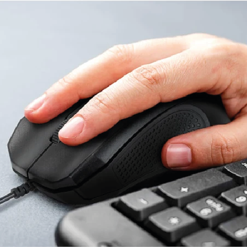 Wired 3-Button USB Optical Mouse (1000 DPI Sensor, Ergonomic Ambidextrous Design, Plug & Play, Black)