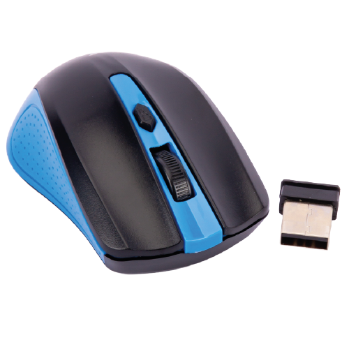 XTM-310BL – 4-Button Wireless 2.4 GHz Optical Mouse (Adjustable 1000/1200/1600 DPI, USB Nano Receiver, Ergonomic Ambidextrous Grip, Blue)