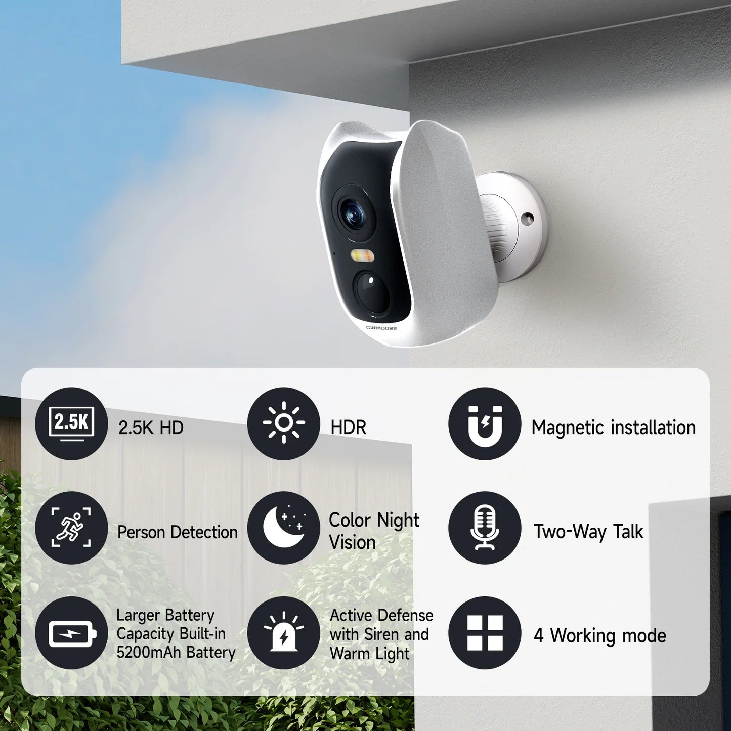 BatMan BC3U wireless security camera installed on outdoor wall