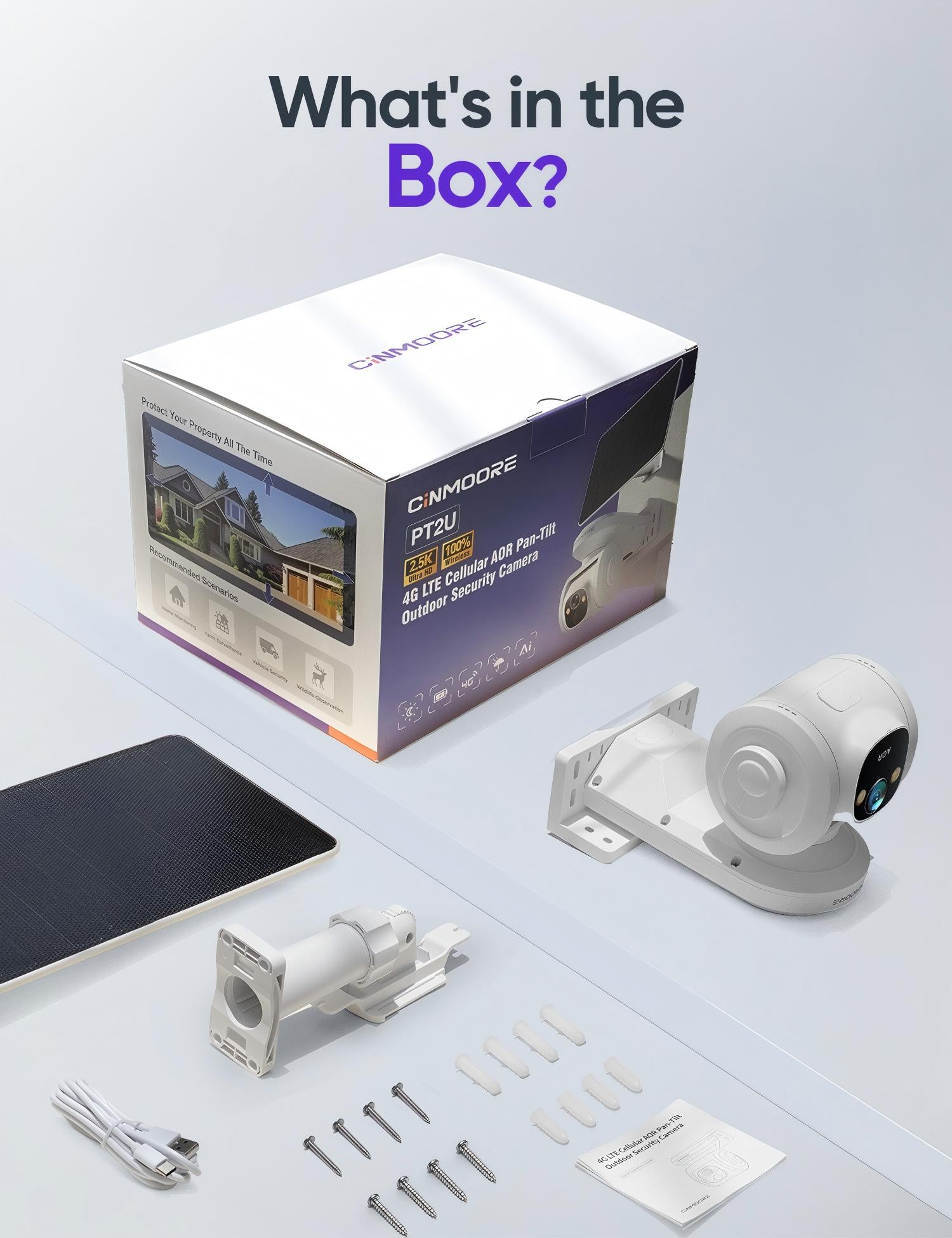 Solar 4G AOR Camera w/ 3-in-1 SIM & 64GB include, Always Video, Always Record